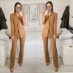 Zara Tan Blazer Jacket Modern Tailored Fit